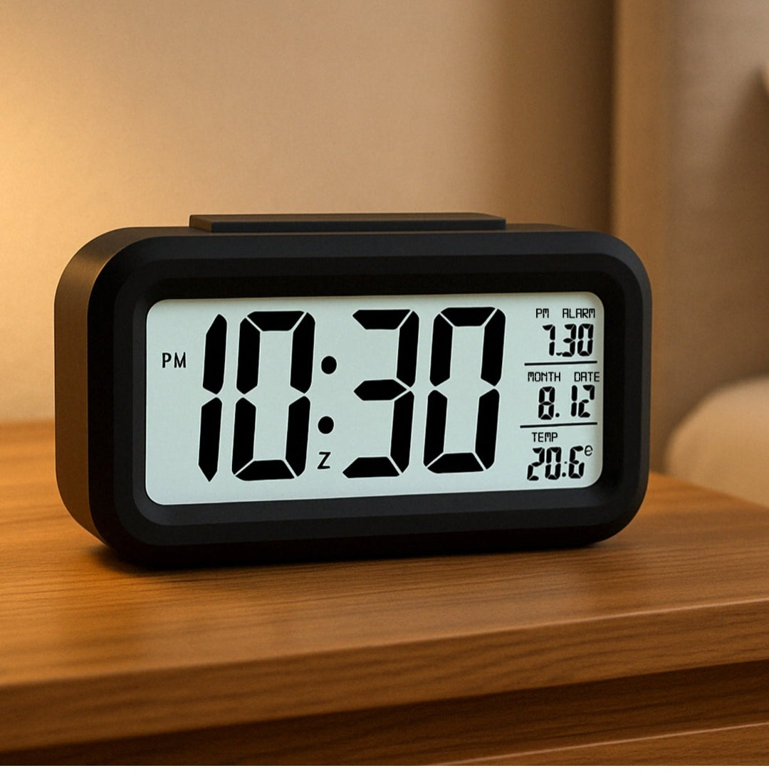 Nexiva Zen Digital Table Clock – Large LCD Display with Alarm, Date, Temperature & Snooze