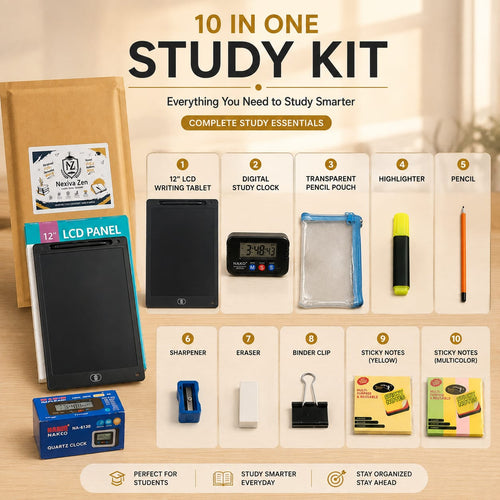 10-in-1 Study Kit with 12″ LCD Tablet & Digital Clock