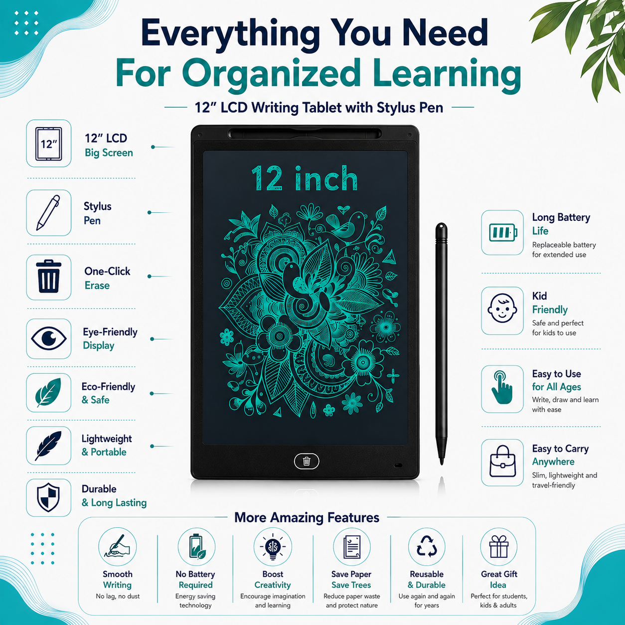 12-inch Large LCD Writing Tablet for Kids & Adults