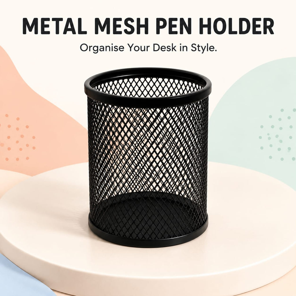 Nexiva Zen Metal Mesh Pen Holder  | Desk Organiser for Pens, Pencils & Stationery