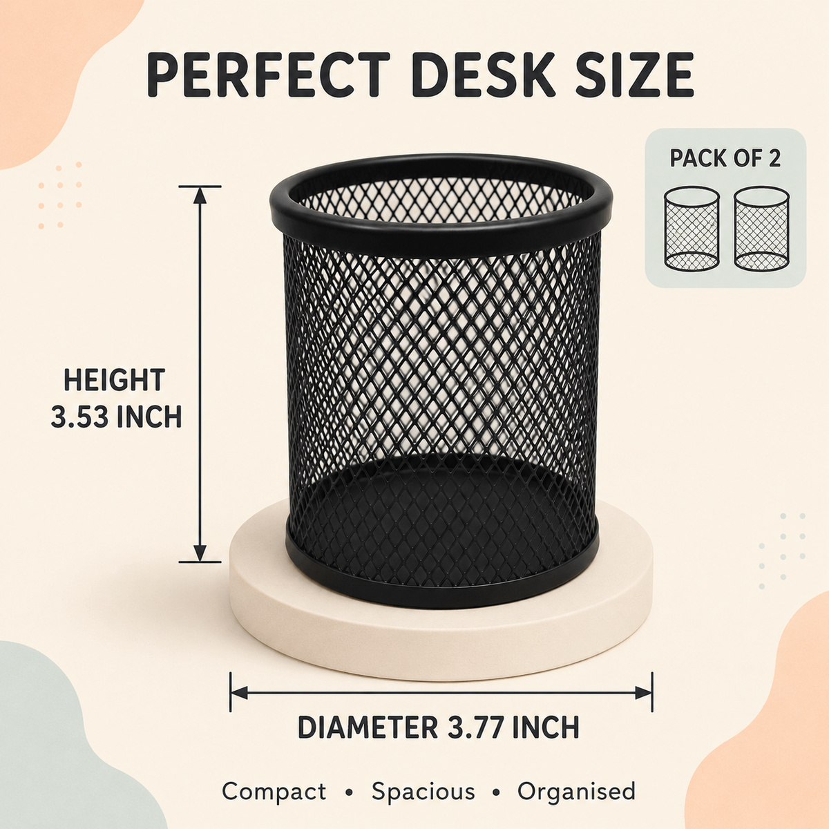Nexiva Zen Metal Mesh Pen Holder  | Desk Organiser for Pens, Pencils & Stationery