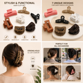 Trendy Matte Hair Clips Set 7 Pcs Combo - Large Hair Clutches for Women