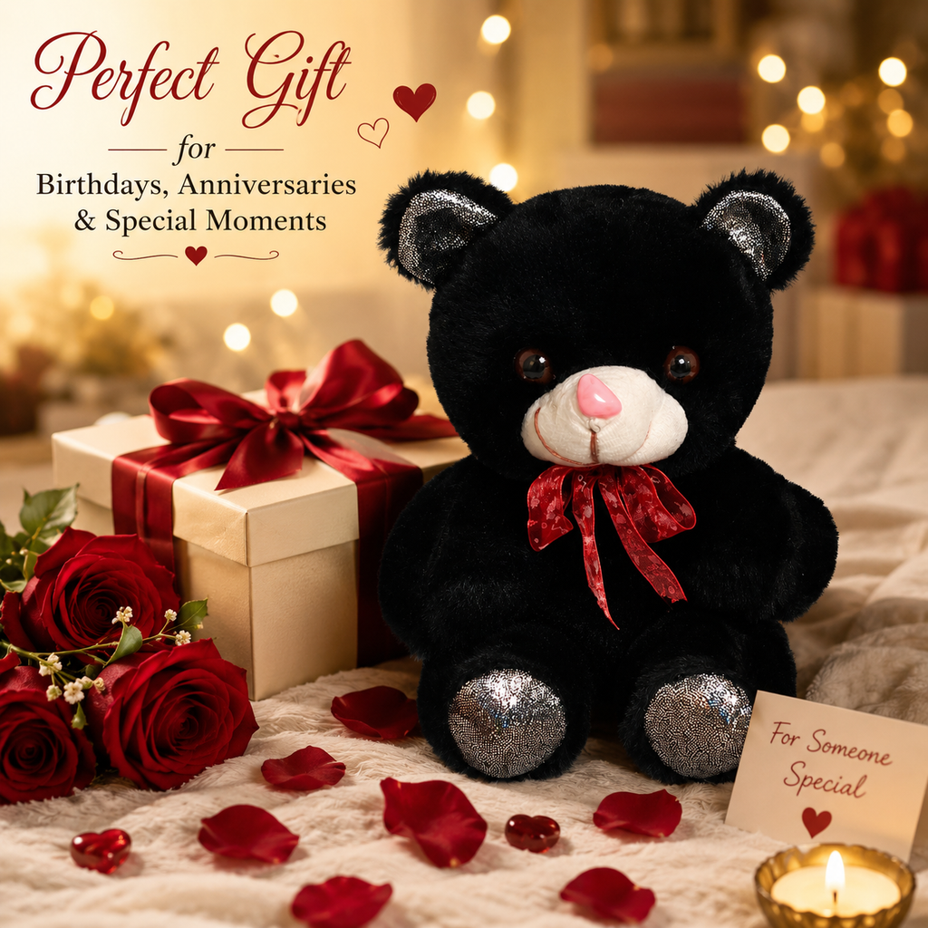 Cute Black Teddy Bear Plush Toy (27cm)