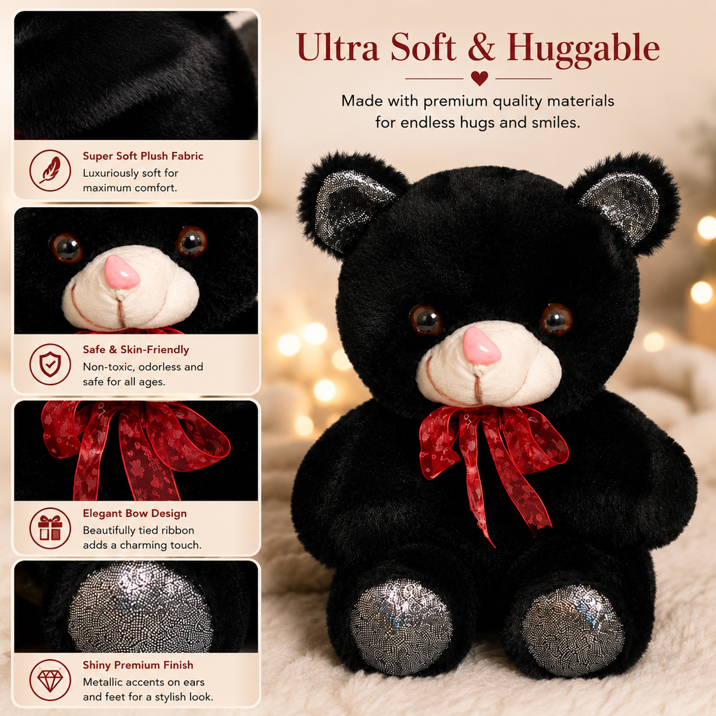 Cute Black Teddy Bear Plush Toy (27cm)
