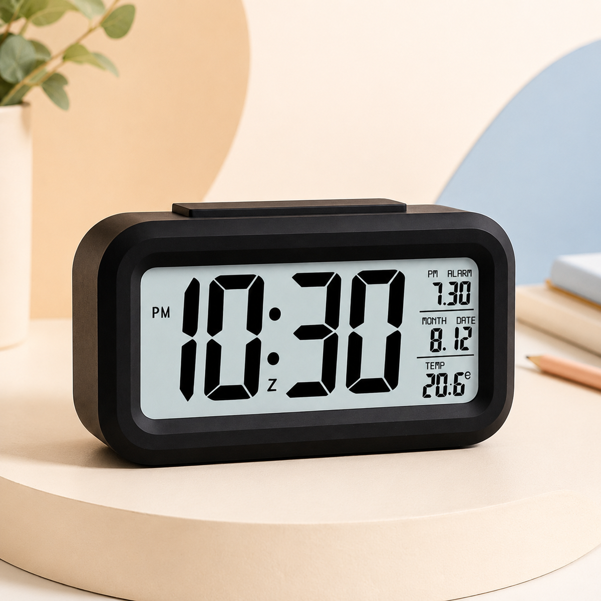 Nexiva Zen Digital Table Clock – Large LCD Display with Alarm, Date, Temperature & Snooze